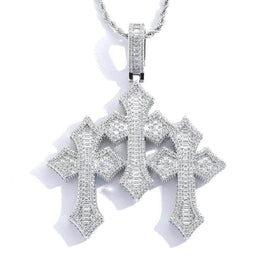Iced Out 3 Cross Pendant- Miles Jewellery