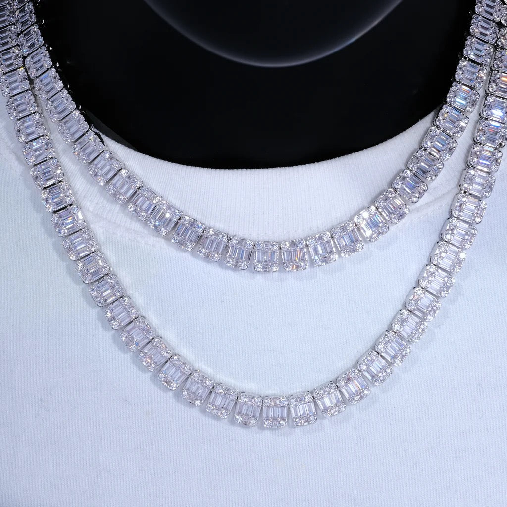 8mm Iced Square Baguette Chain Necklace- Miles Jewellery