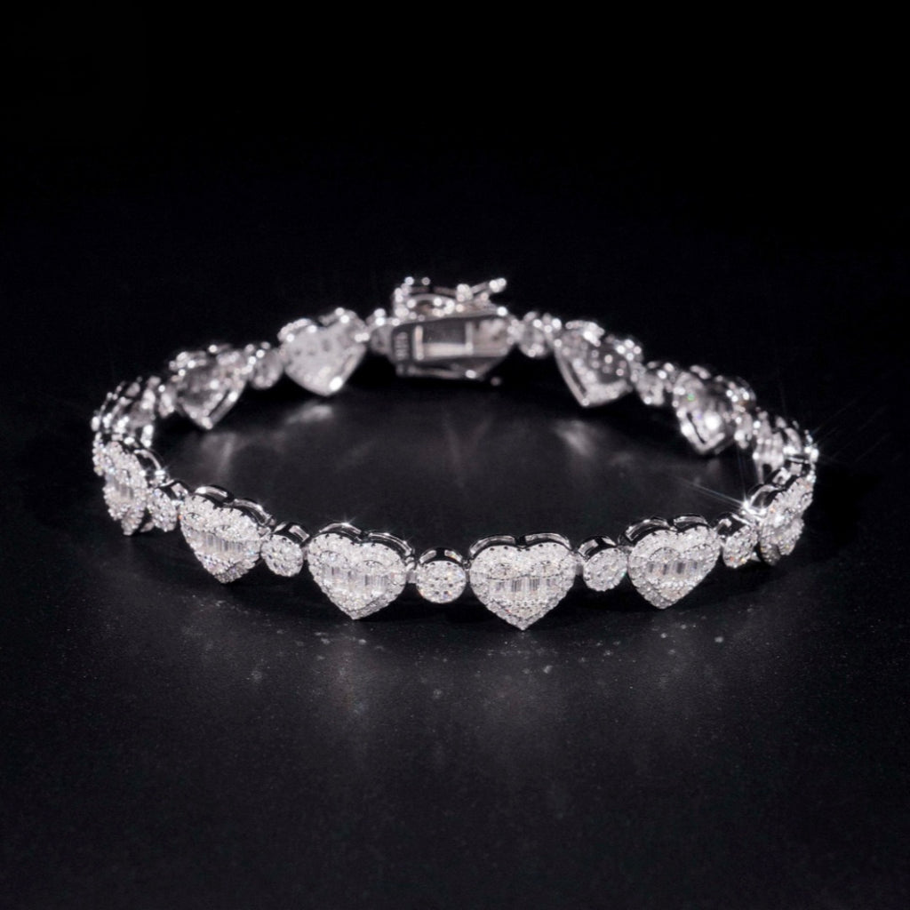 8.5mm Moissanite Heart Link Tennis Chain