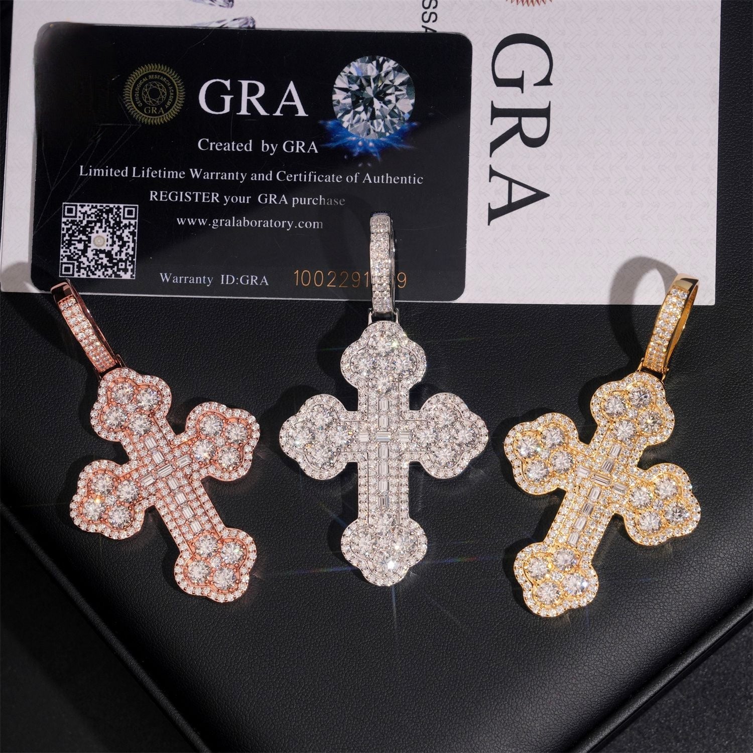 Large Gothic 925 Silver Moissanite Cross Pendant Hip Hop Jewelry — product image 5