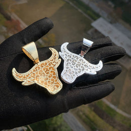 Iced Out Bull Head Pendant – Copper CZ- Miles Jewellery