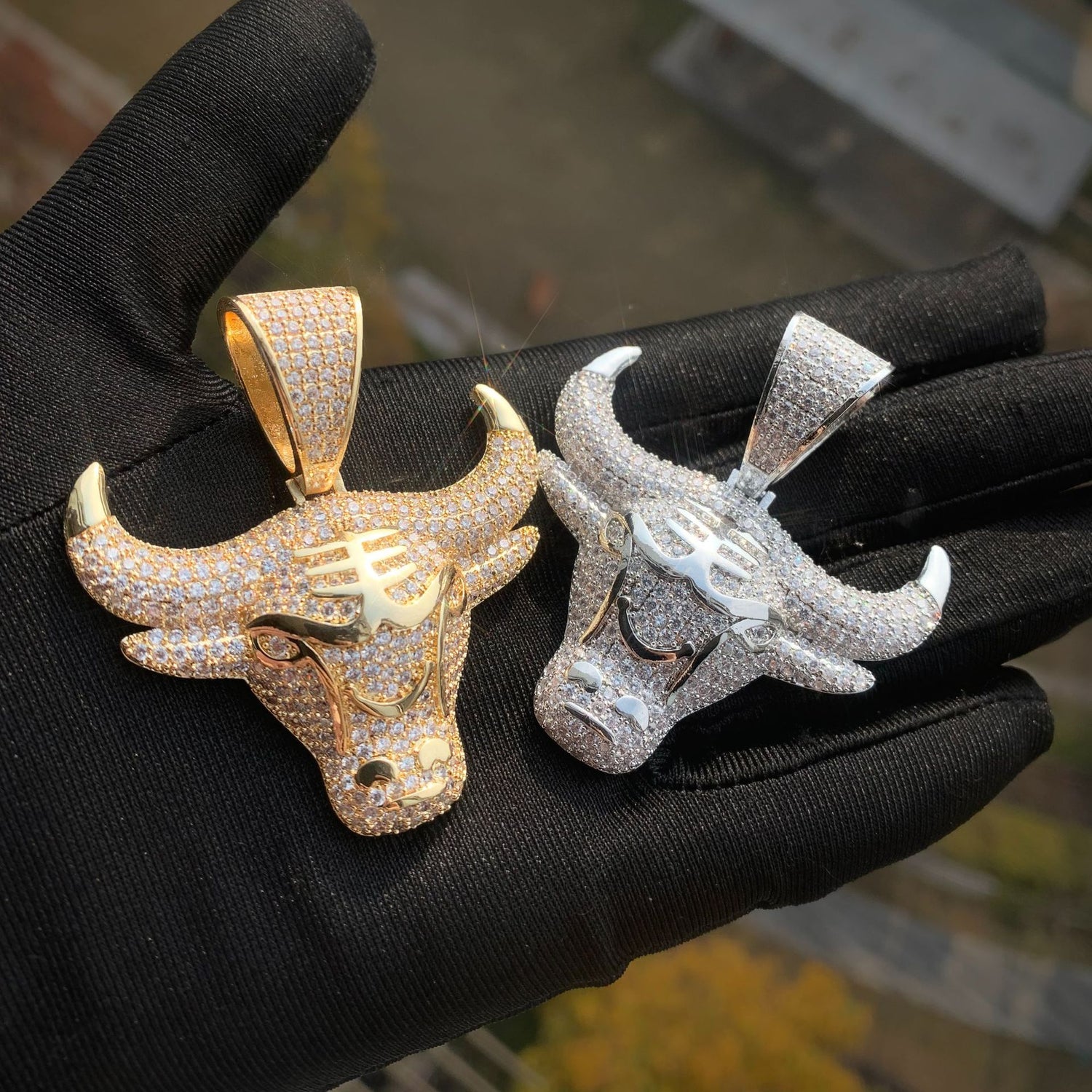 Iced Out Bull Head Pendant – Copper CZ- Miles Jewellery