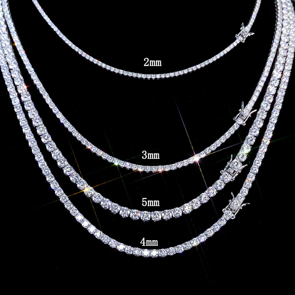 5mm VVS1 D Moissanite Tennis Chain – 925 Sterling Silver Necklace- Miles Jewellery