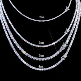 5mm VVS1 D Moissanite Tennis Chain – 925 Sterling Silver Necklace- Miles Jewellery