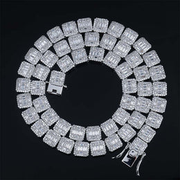 10mm Iced Out Square Link Necklace- Miles Jewellery