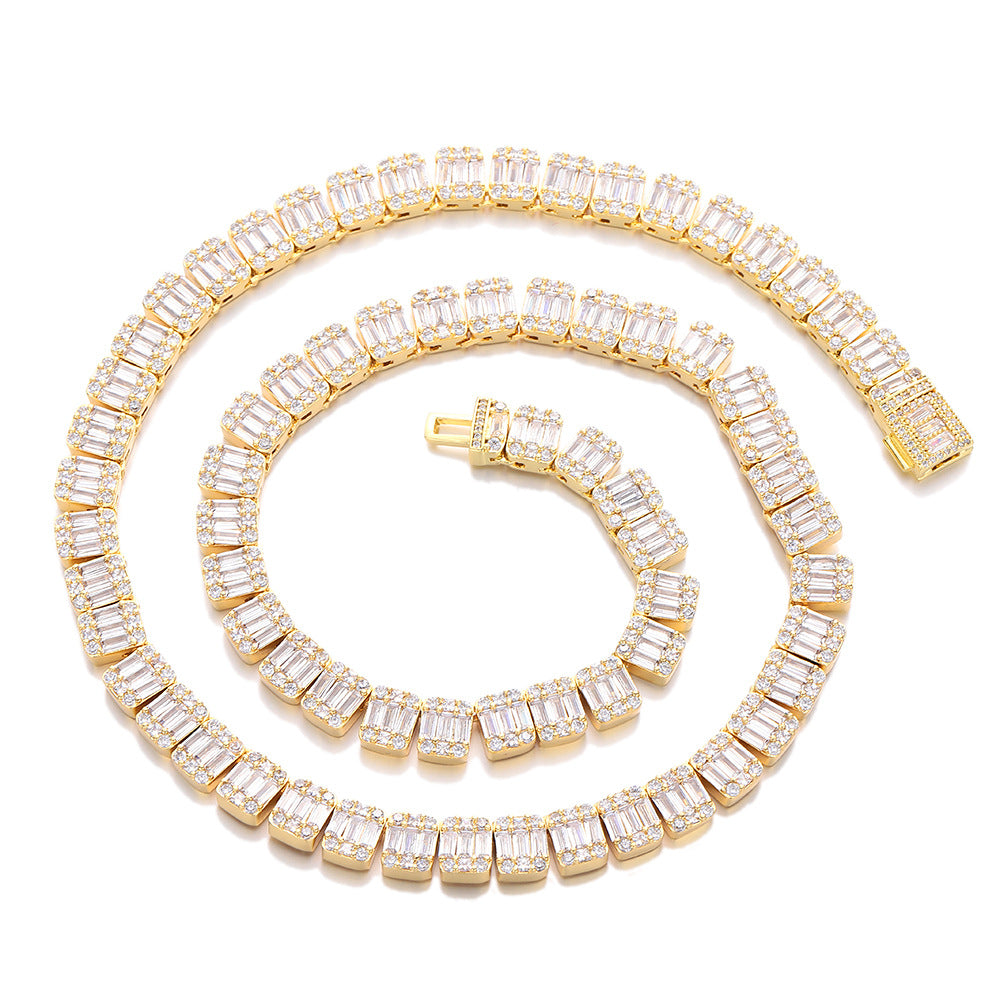 8mm Iced Square Baguette Chain Necklace- Miles Jewellery