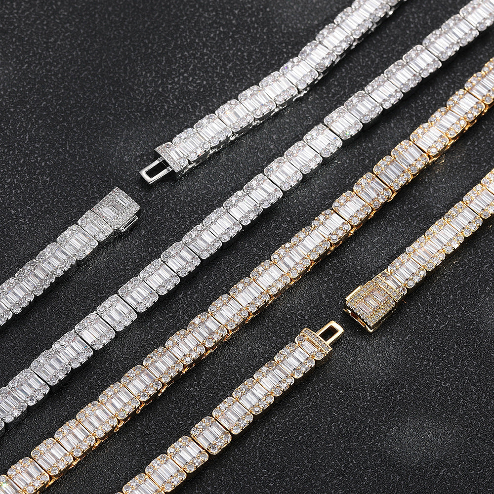 8mm Iced Square Baguette Chain Necklace- Miles Jewellery
