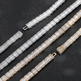 8mm Iced Square Baguette Chain Necklace- Miles Jewellery