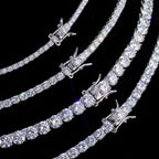 5mm VVS1 D Moissanite Tennis Chain – 925 Sterling Silver Necklace- Miles Jewellery