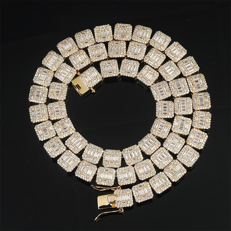10mm Iced Out Square Link Necklace- Miles Jewellery