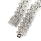 15mm Baguette Iced Cuban Link Chain – CZ Diamond Miami Chain Necklace- Miles Jewellery