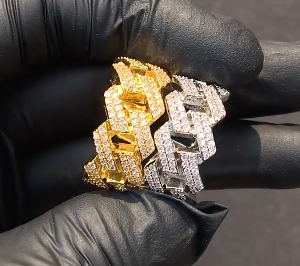 10mm Iced Out Cuban Link Ring – Hip Hop Statement Ring- Miles Jewellery