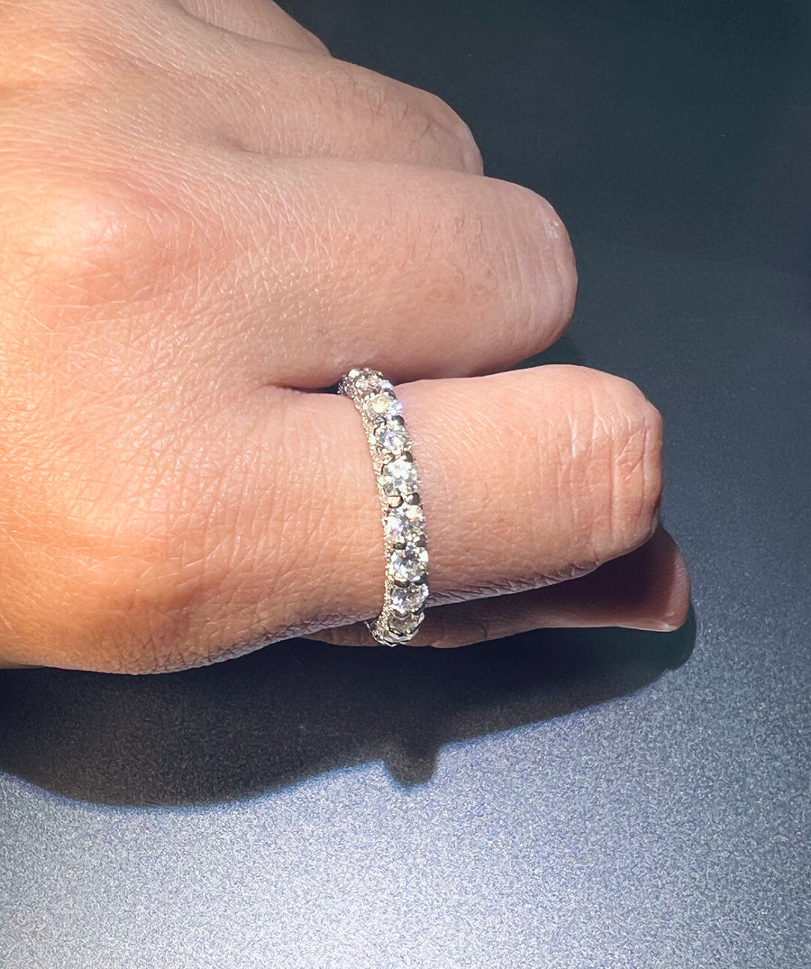 3mm Moissanite Tennis Chain Ring – 925 Sterling Silver Eternity Ring- Miles Jewellery