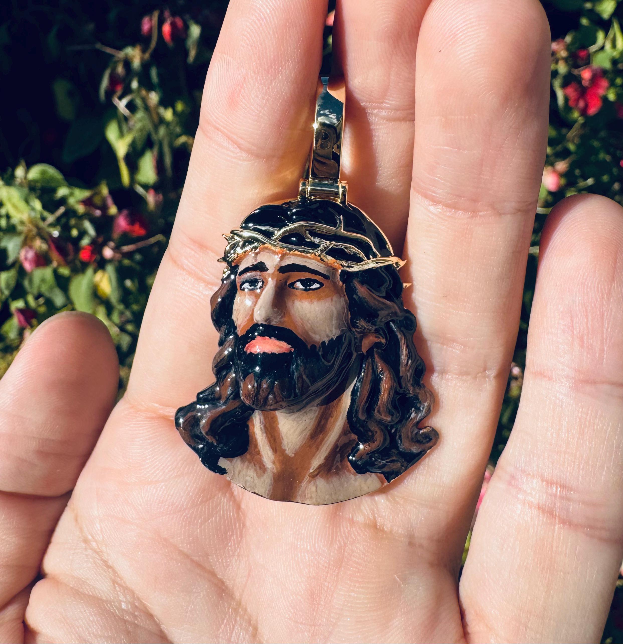 Enamel Jesus Head Pendant