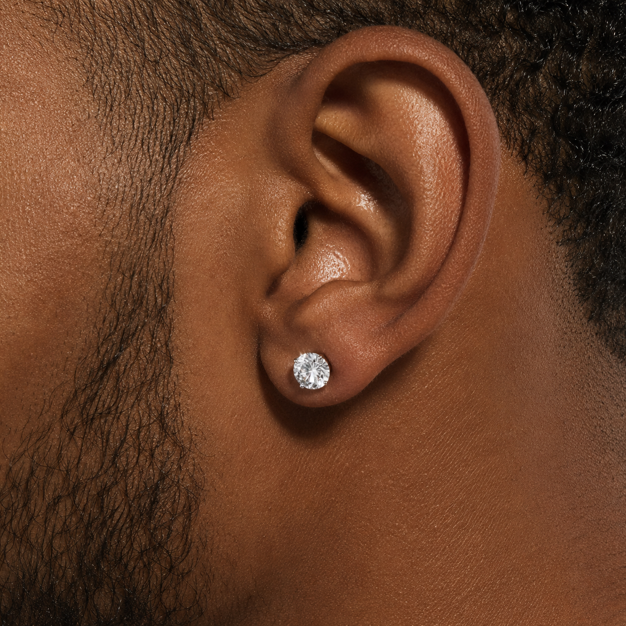 7mm Four Prong Round Cut Stud Earring