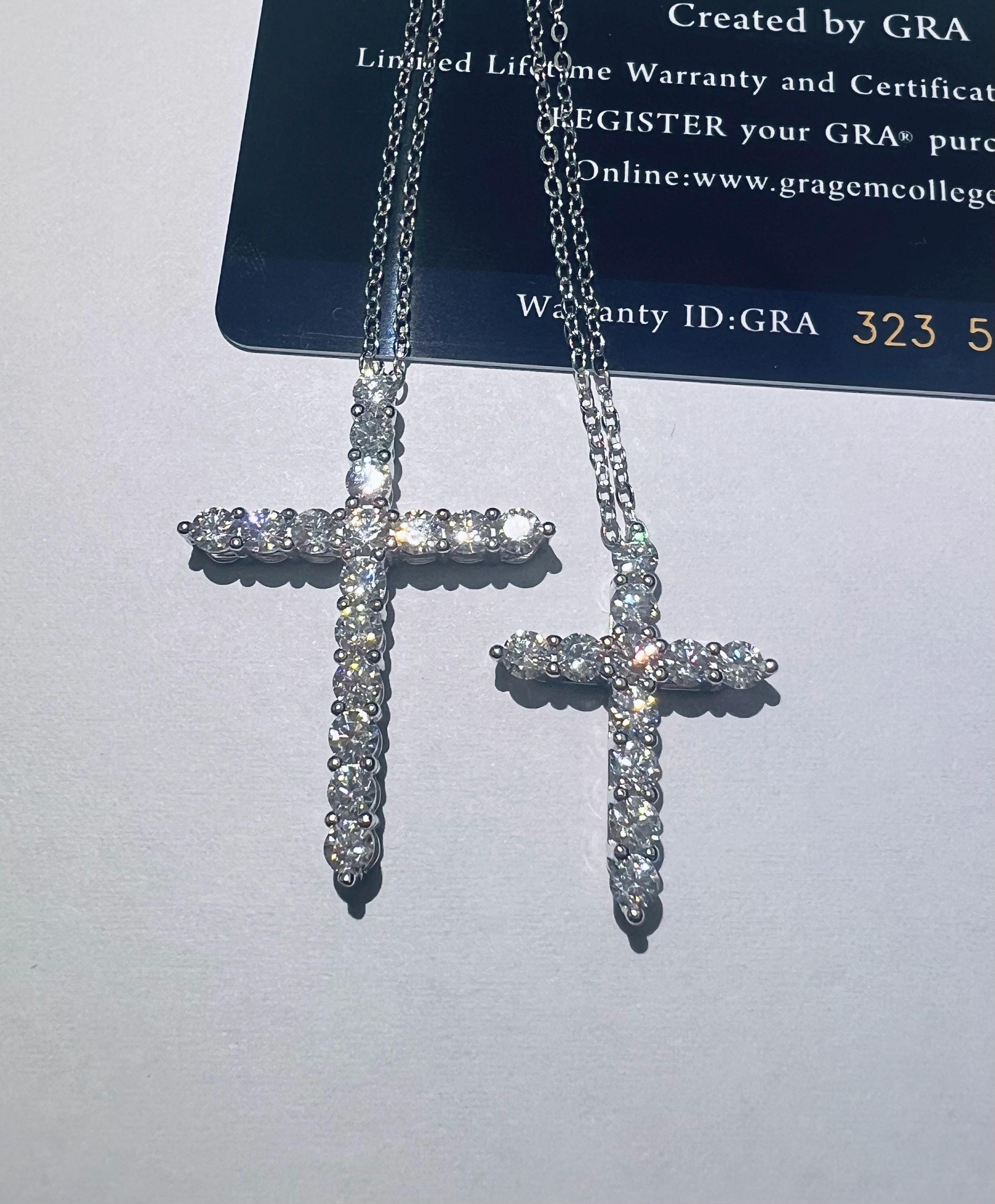 Moissanite Cross With Adjustable Necklace