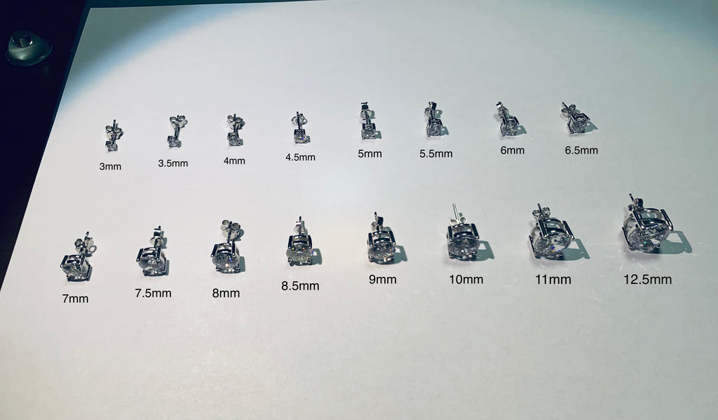 3-12.5mm Certifiable VVS1 Moissanite Stud Earrings