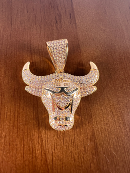 Iced Out Bull Head Pendant – Copper CZ- Miles Jewellery