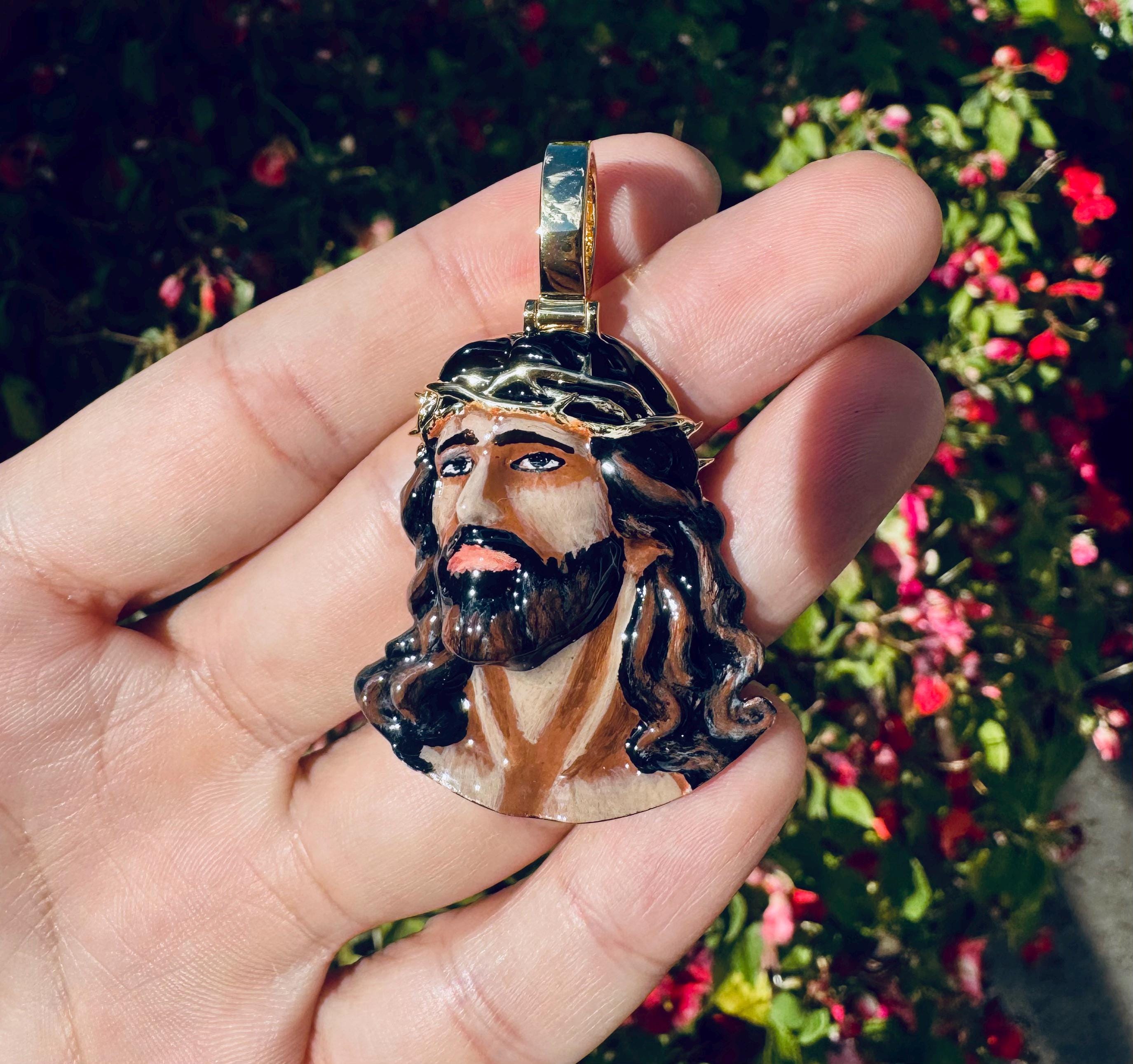 Enamel Jesus Head Pendant