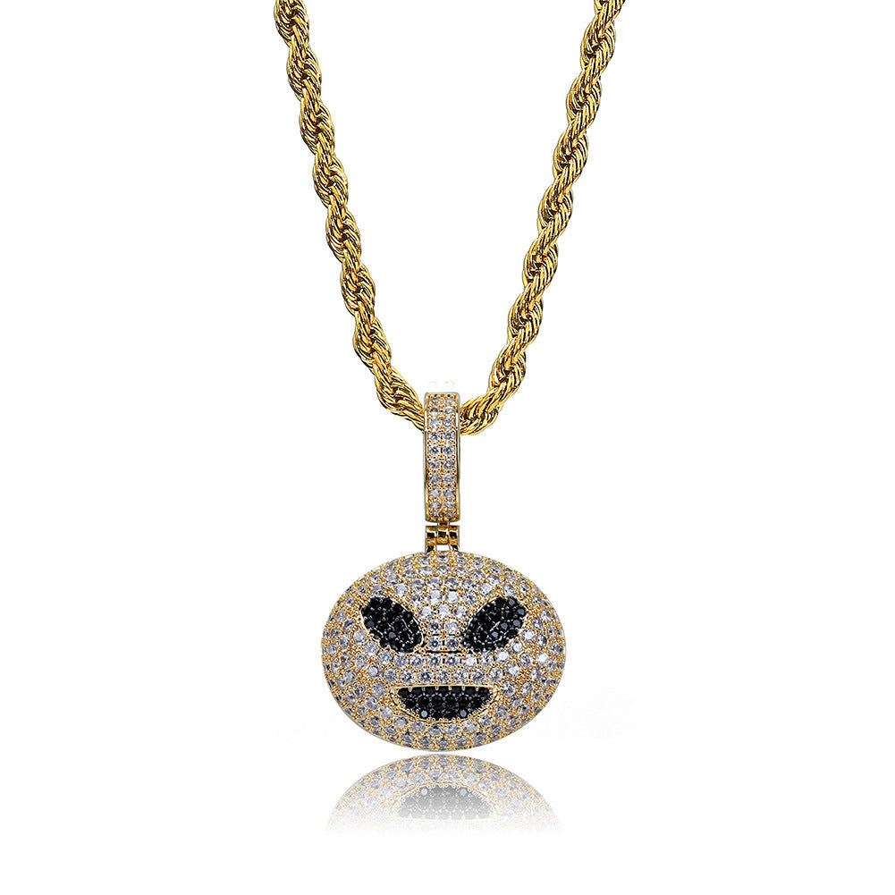 Gold iced alien face pendant
