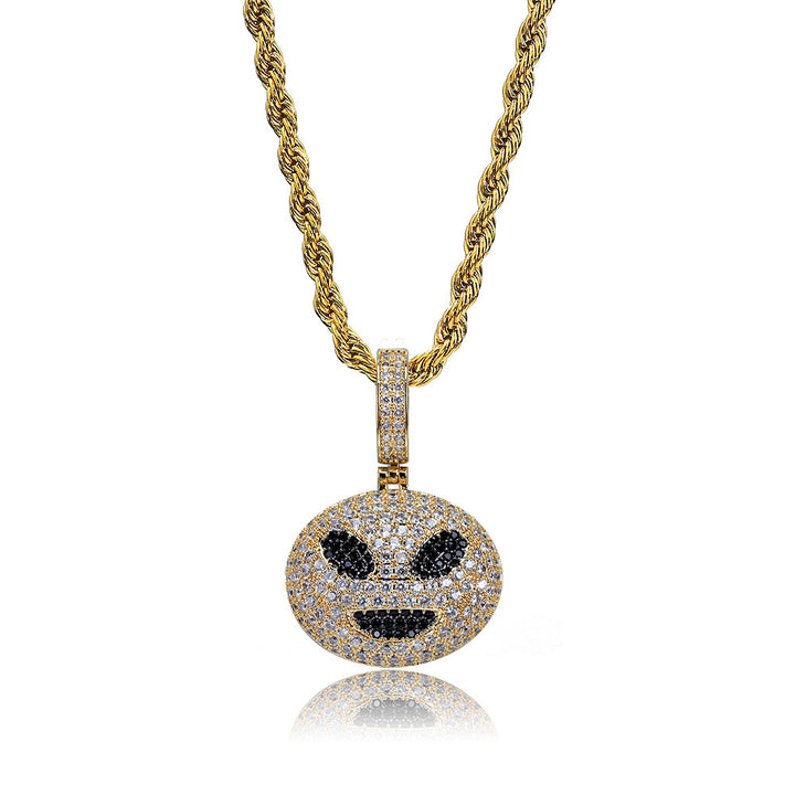 Gold iced alien face pendant