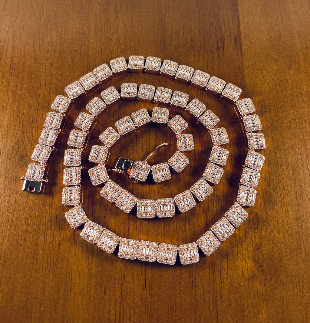 10mm Iced Out Square Link Necklace- Miles Jewellery