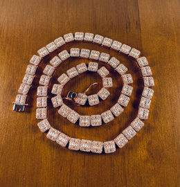 10mm Iced Out Square Link Necklace- Miles Jewellery