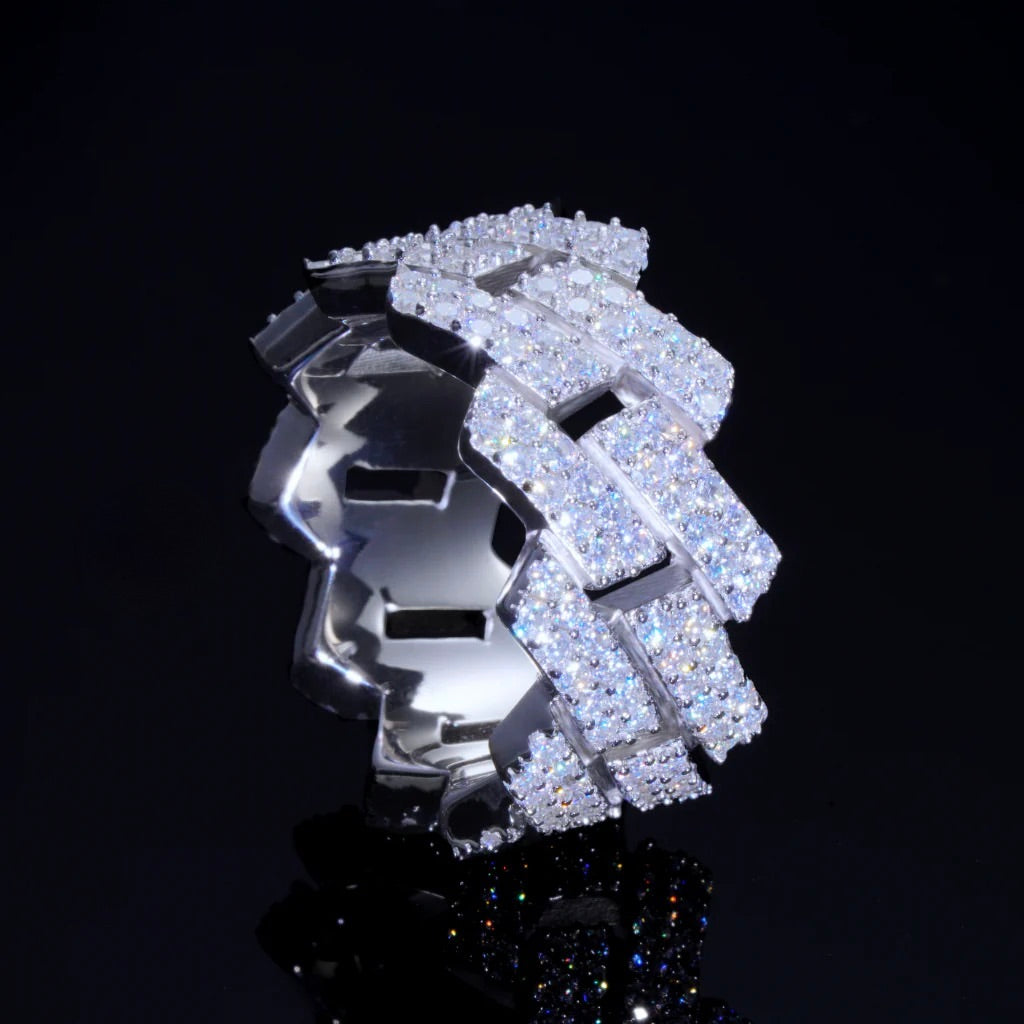 10mm Iced Out Cuban Link Ring – Hip Hop Statement Ring- Miles Jewellery