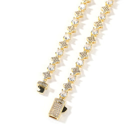 Gold 6mm iced star tennis chain clasp and link detail