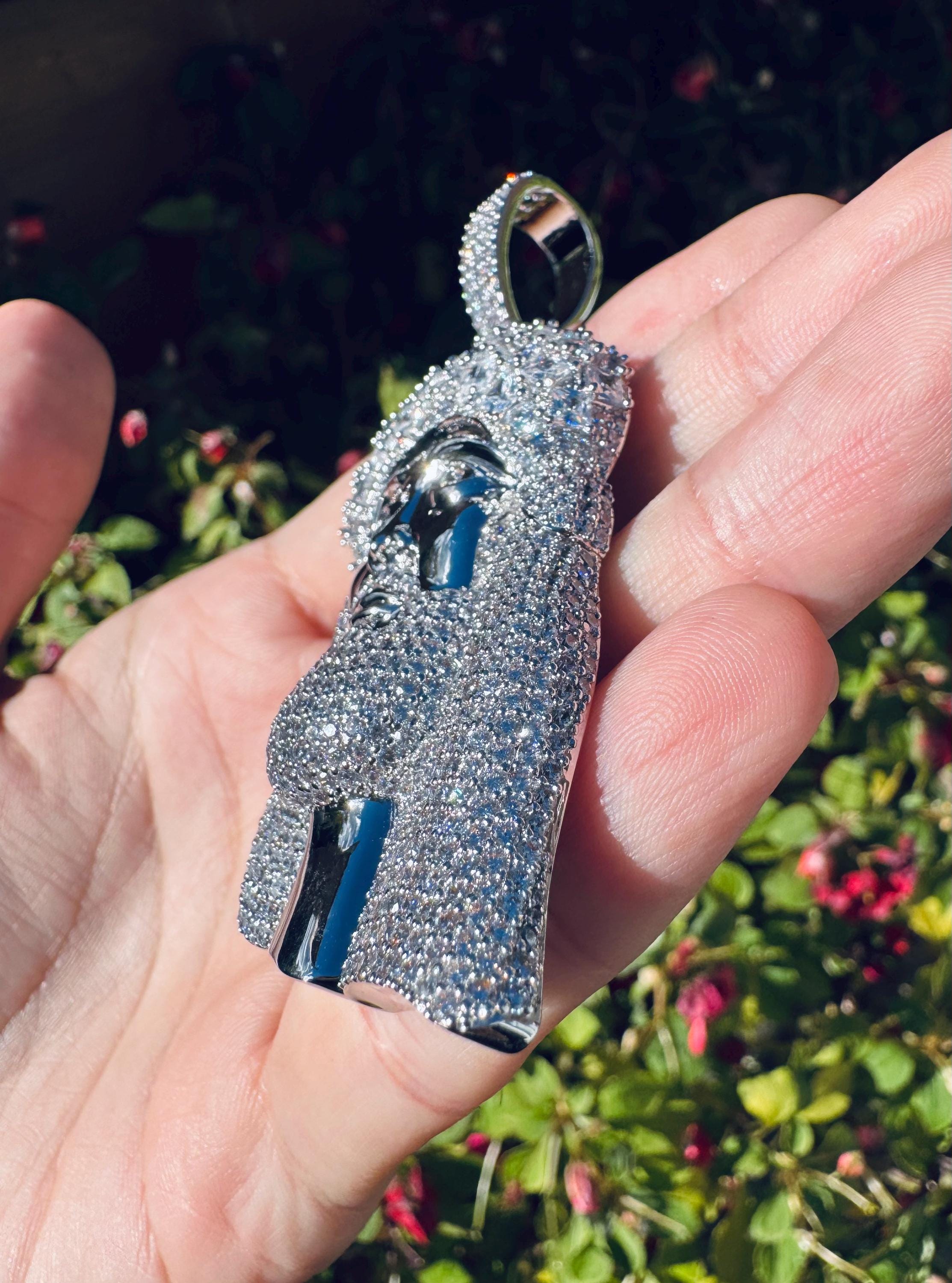 Iced Out Large Jesus Face Pendant