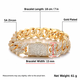 15mm by 7in Bubble Cuban bracelet English measurements