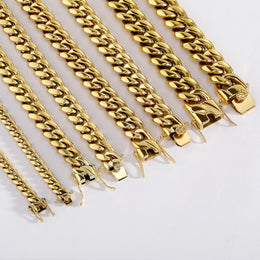 14K Gold Plated Polished Stainless Steel Cuban jewelry detail view 9