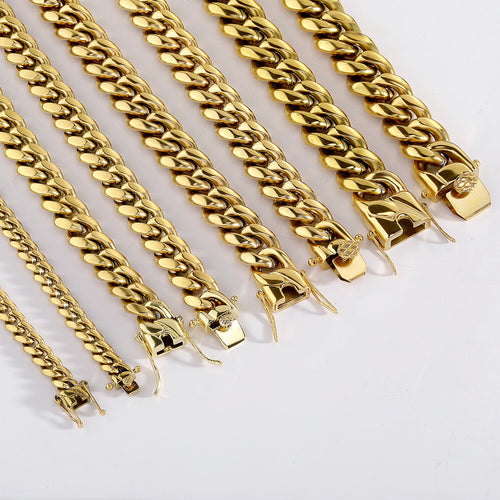 14K Gold Plated Polished Stainless Steel Cuban jewelry detail view 9
