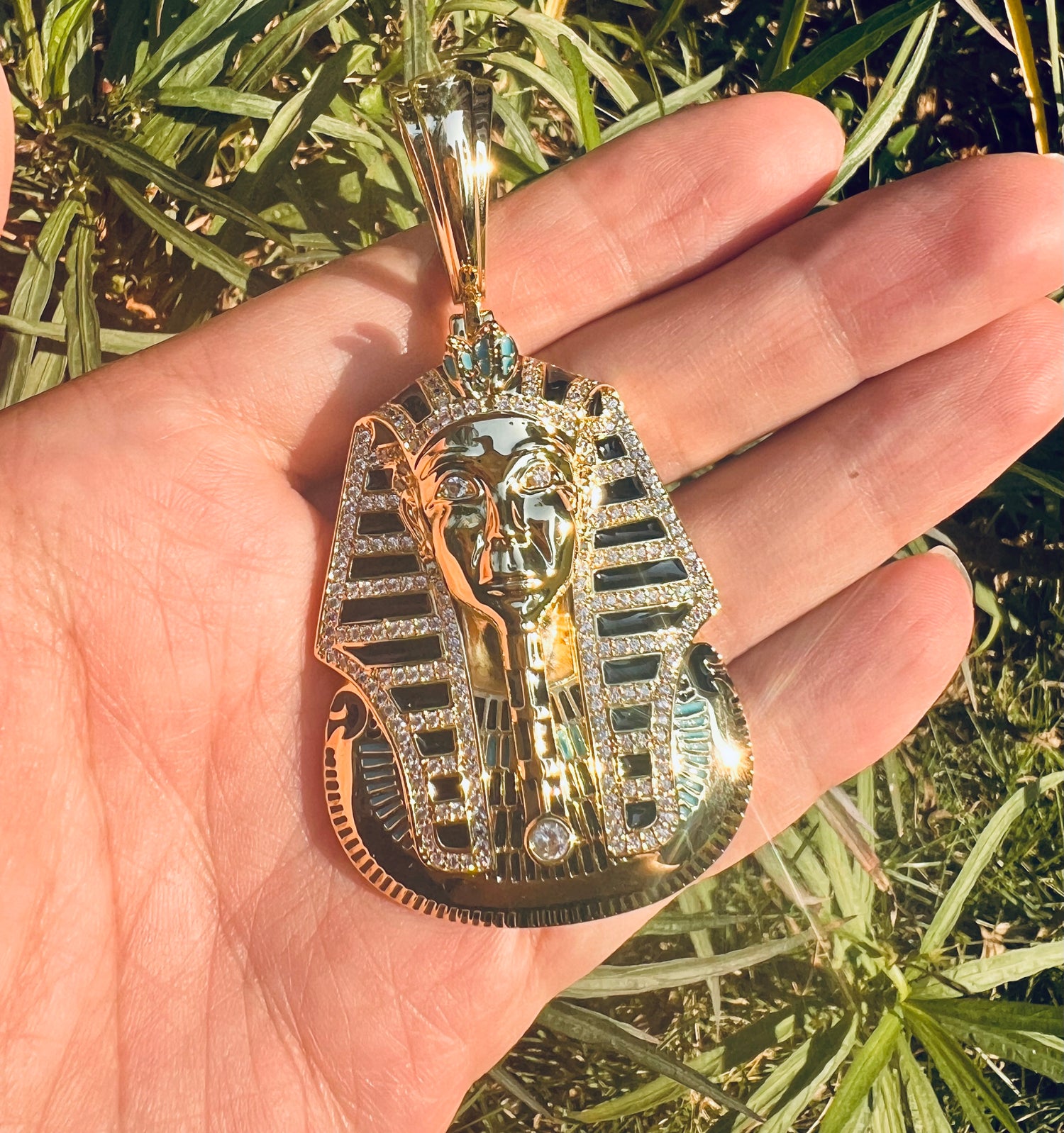 Iced Out Egyptian Pharaoh Pendant- Miles Jewellery
