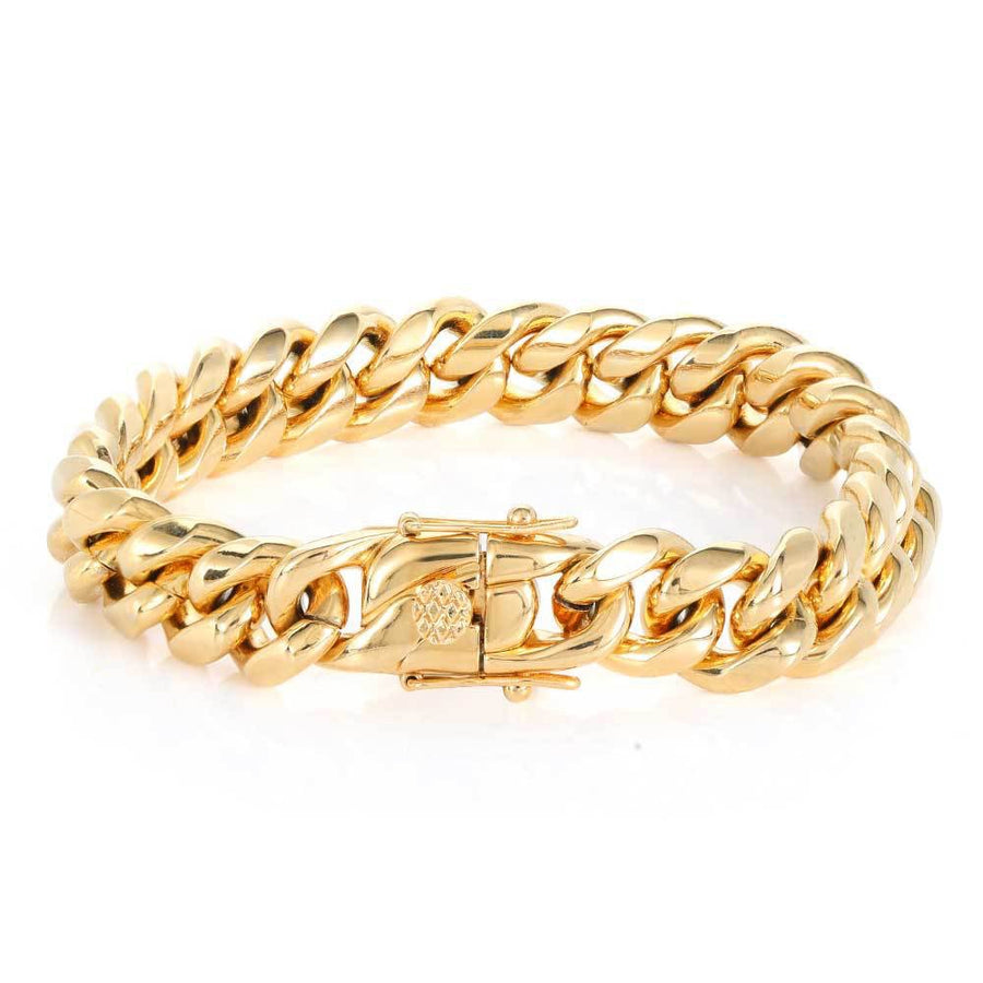 14K Gold Plated Polished Stainless Steel Cuban bracelet product view 3