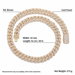 15mm by 20in Bubble Cuban chain English measurements
