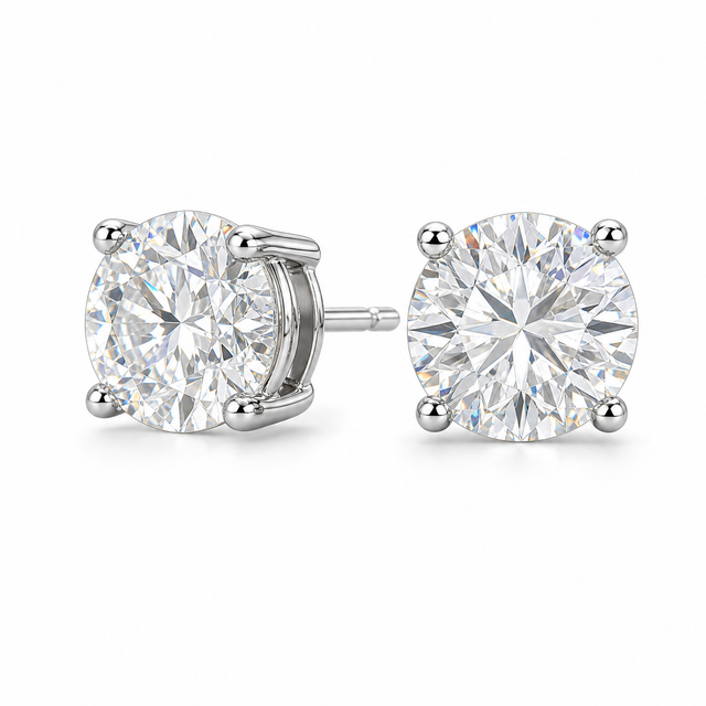 12.5mm round cut moissanite stud earrings in 925 sterling silver