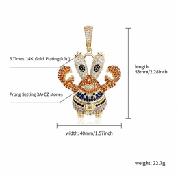 Iced cartoon crab character pendant English size guide