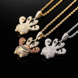 Iced cartoon crab character pendant finish comparison