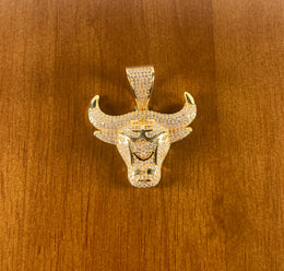 Iced Out Bull Head Pendant – Copper CZ- Miles Jewellery