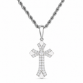 925 silver moissanite iced out cross pendant in silver