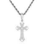 925 silver moissanite iced out cross pendant in silver