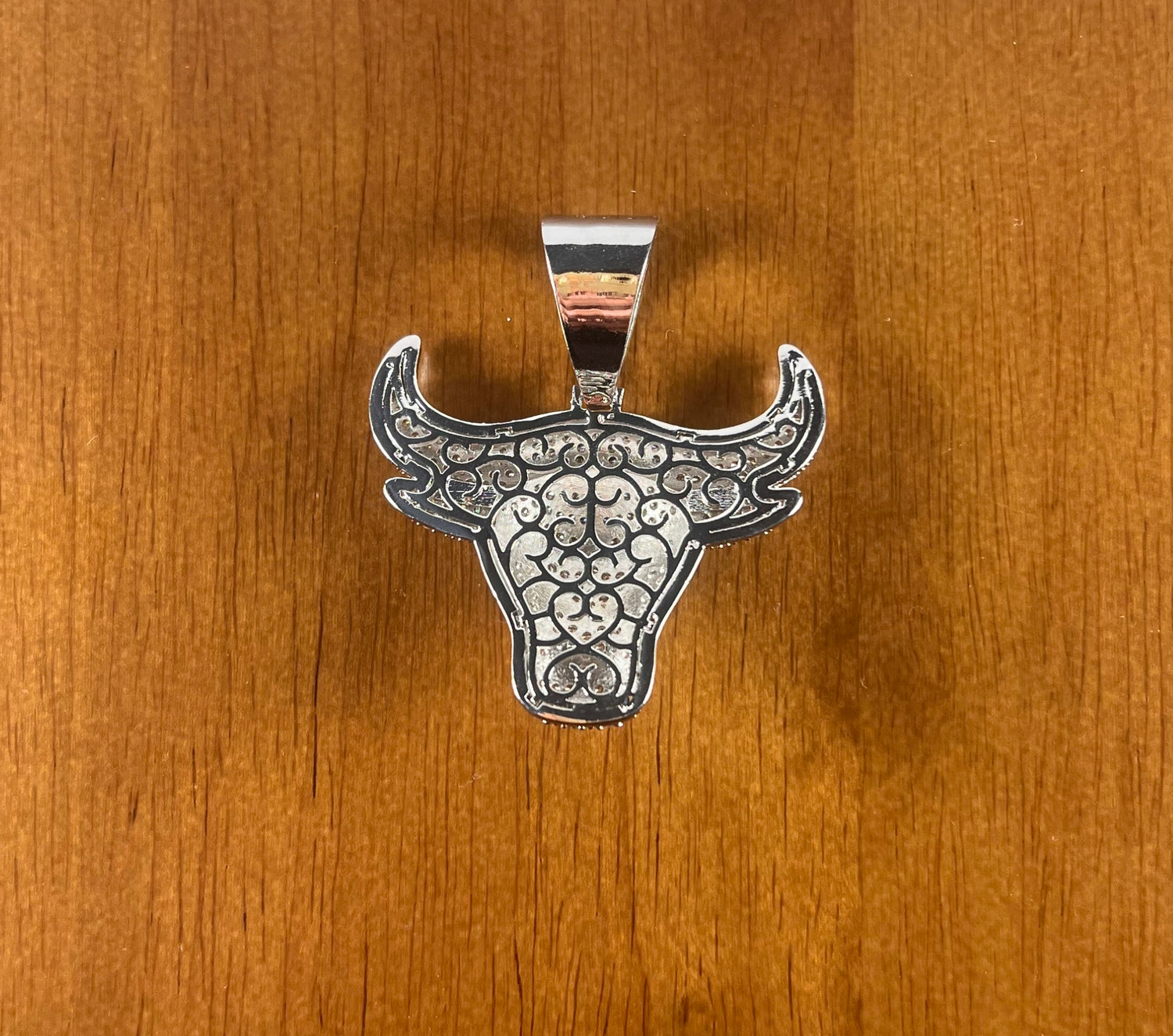 Iced Out Bull Head Pendant – Copper CZ- Miles Jewellery