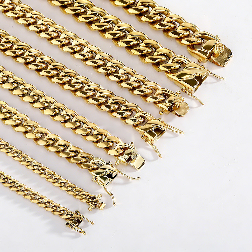 14K Gold Plated Cuban Chain - Stainless Steel Hip Hop Necklace - Miles Jewellery