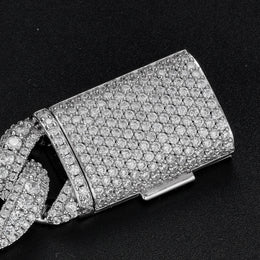 Silver pavé box clasp close-up