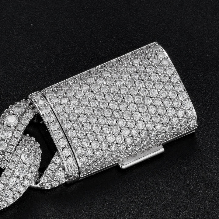 Silver pavé box clasp close-up