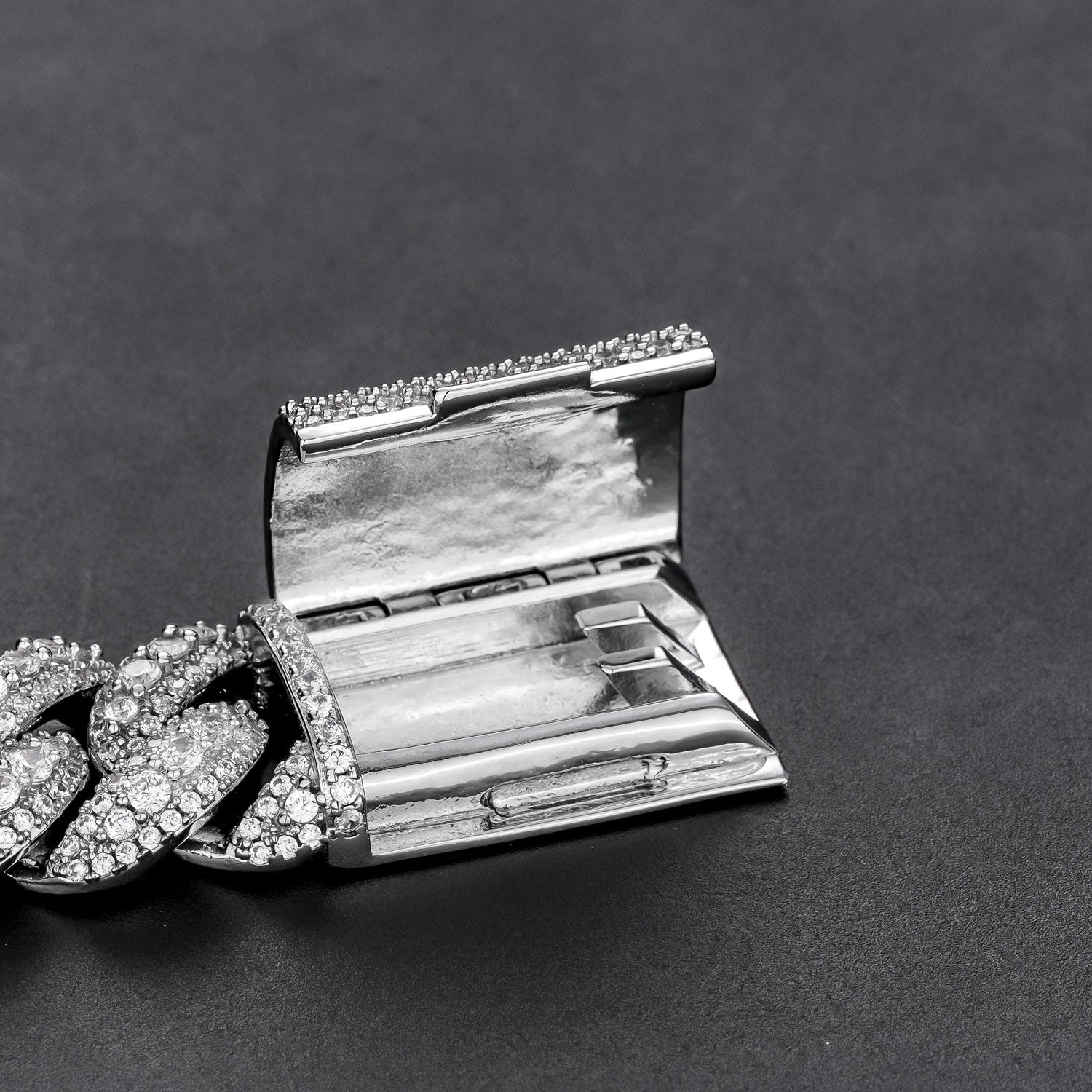 Silver box clasp interior construction detail