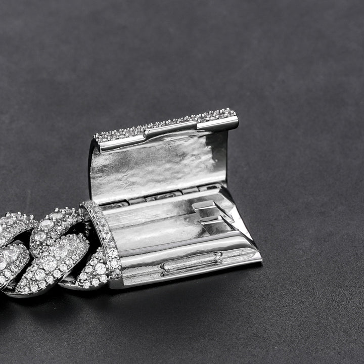 Silver box clasp interior construction detail