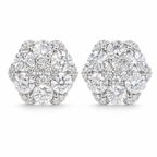 Moissanite Flower Stud Earrings S925 Sterling Silver - Screw Back