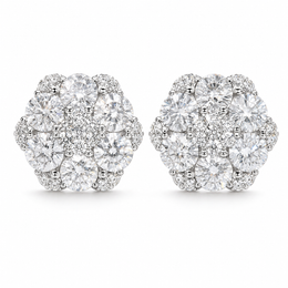 Moissanite Flower Stud Earrings S925 Sterling Silver - Screw Back — product image 1